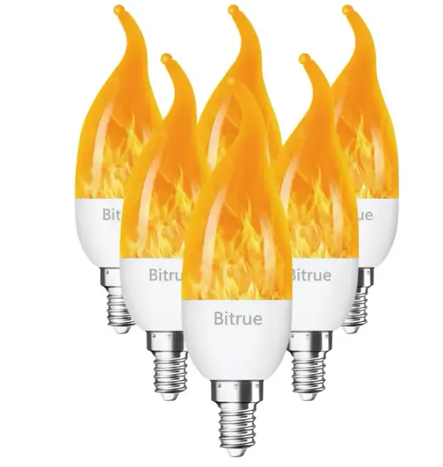 Six Bitrue E12 flickering chandelier bulbs