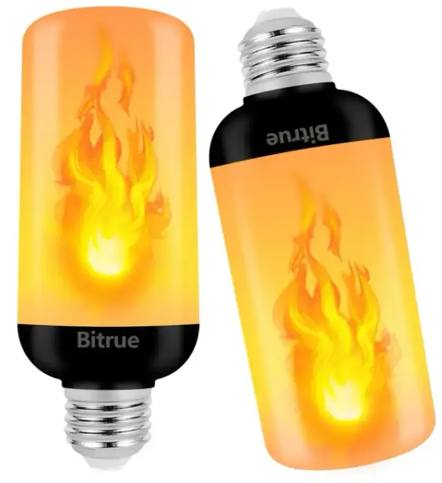 Two Bitrue second-generation E26 flame-effect bulbs