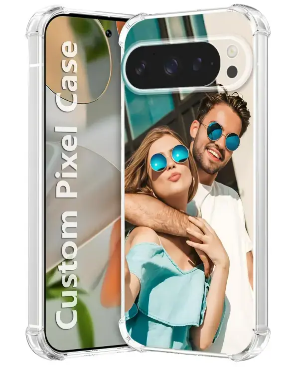 Personalized clear phone case for Google Pixel devices with a custom photo